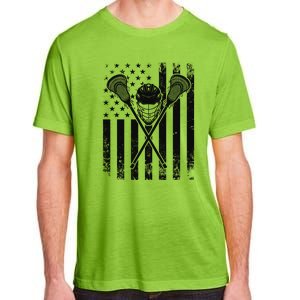 Lacrosse Player Gift LAX American Flag Adult ChromaSoft Performance T-Shirt