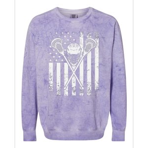 Lacrosse Player Gift LAX American Flag Colorblast Crewneck Sweatshirt