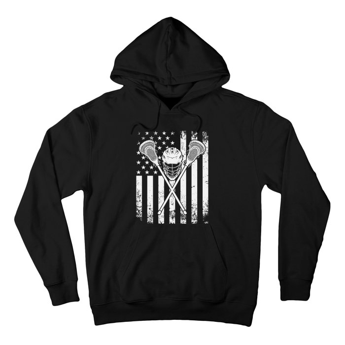 Lacrosse Player Gift LAX American Flag Hoodie