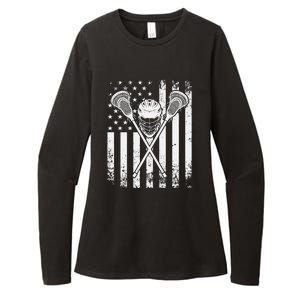 Lacrosse Player Gift LAX American Flag Womens CVC Long Sleeve Shirt