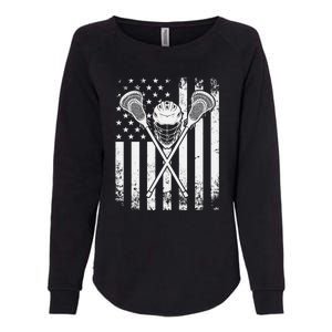 Lacrosse Player Gift LAX American Flag Womens California Wash Sweatshirt