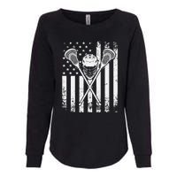 Lacrosse Player Gift LAX American Flag Womens California Wash Sweatshirt