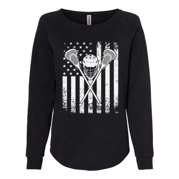 Lacrosse Player Gift LAX American Flag Womens California Wash Sweatshirt