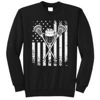 Lacrosse Player Gift LAX American Flag Tall Sweatshirt