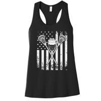 Lacrosse Player Gift LAX American Flag Women's Racerback Tank