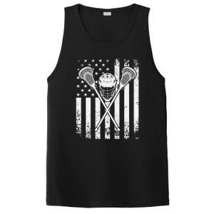 Lacrosse Player Gift LAX American Flag PosiCharge Competitor Tank