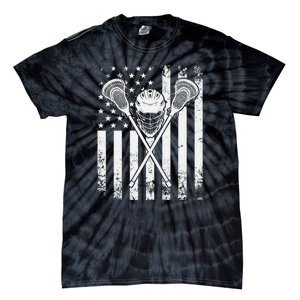 Lacrosse Player Gift LAX American Flag Tie-Dye T-Shirt