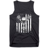 Lacrosse Player Gift LAX American Flag Tank Top