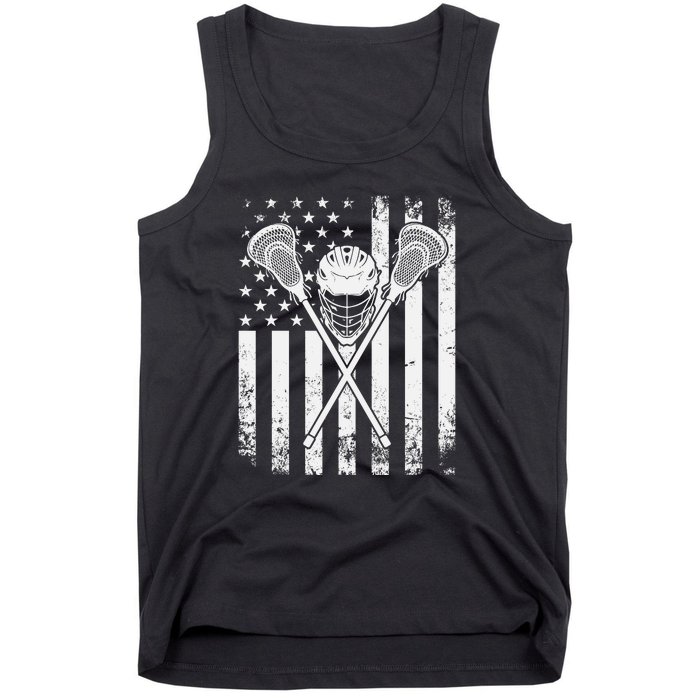 Lacrosse Player Gift LAX American Flag Tank Top