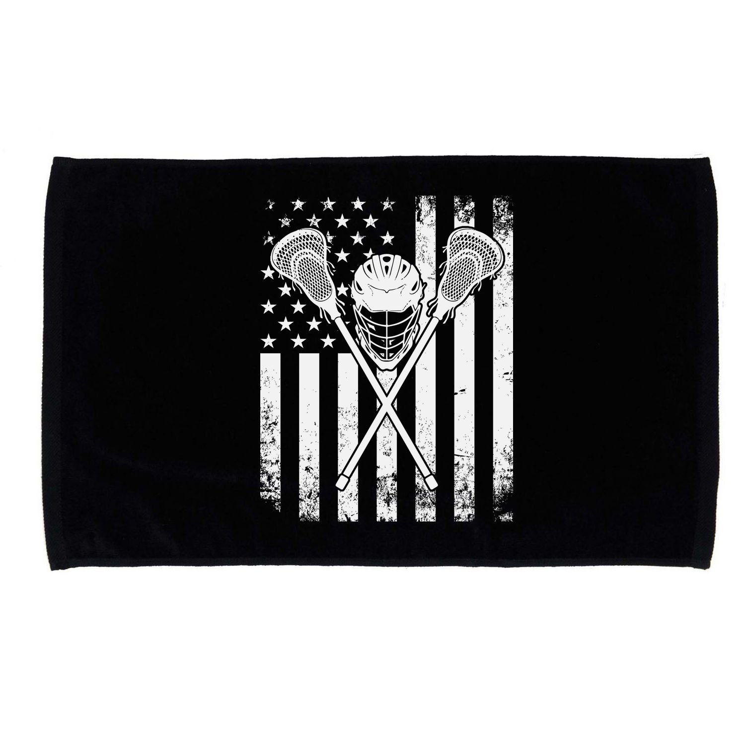 Lacrosse Player Gift LAX American Flag Microfiber Hand Towel