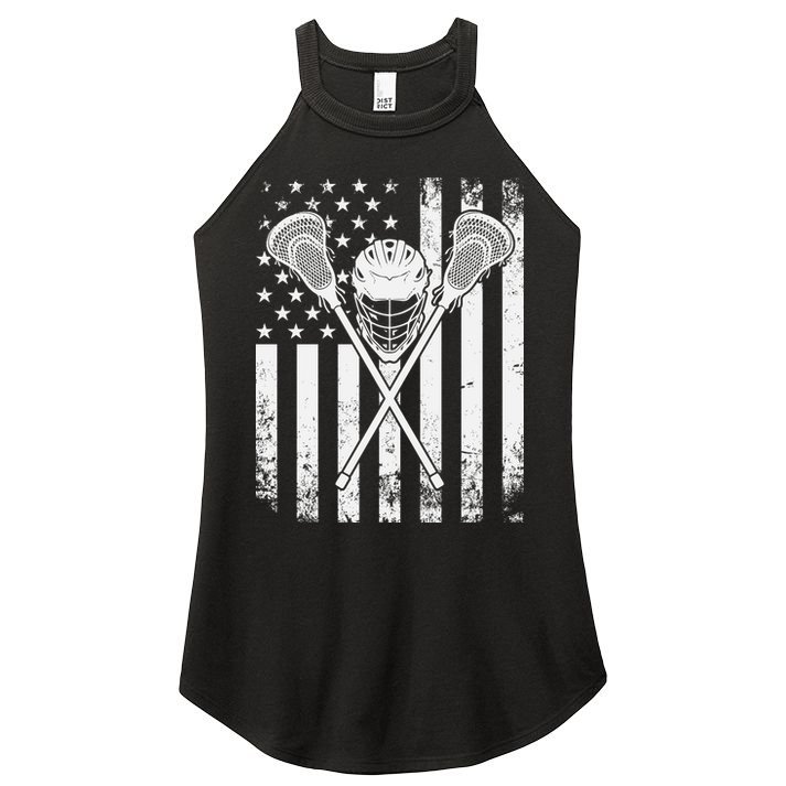 Lacrosse Player Gift LAX American Flag Women's Perfect Tri Rocker Tank