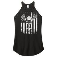 Lacrosse Player Gift LAX American Flag Women's Perfect Tri Rocker Tank