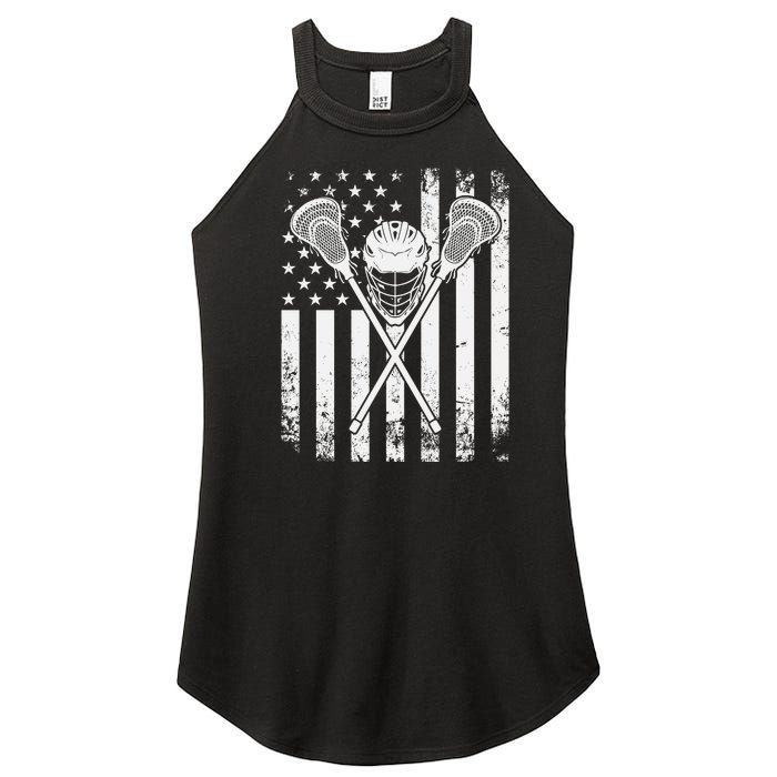 Lacrosse Player Gift LAX American Flag Women's Perfect Tri Rocker Tank