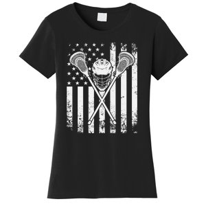 Lacrosse Player Gift LAX American Flag Women's T-Shirt