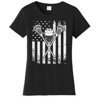 Lacrosse Player Gift LAX American Flag Women's T-Shirt