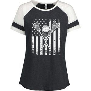 Lacrosse Player Gift LAX American Flag Enza Ladies Jersey Colorblock Tee