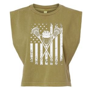 Lacrosse Player Gift LAX American Flag Garment-Dyed Women's Muscle Tee