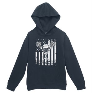 Lacrosse Player Gift LAX American Flag Urban Pullover Hoodie