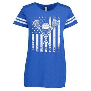 Lacrosse Player Gift LAX American Flag Enza Ladies Jersey Football T-Shirt