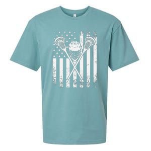 Lacrosse Player Gift LAX American Flag Sueded Cloud Jersey T-Shirt