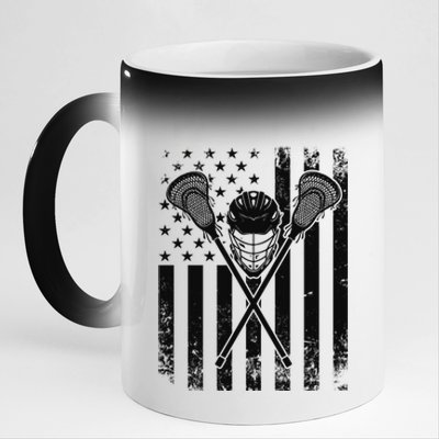 Lacrosse LAX American Flag 11oz Black Color Changing Mug