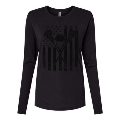 Lacrosse LAX American Flag Womens Cotton Relaxed Long Sleeve T-Shirt