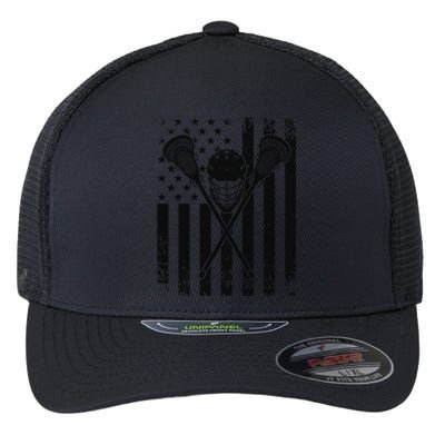 Lacrosse LAX American Flag Flexfit Unipanel Trucker Cap