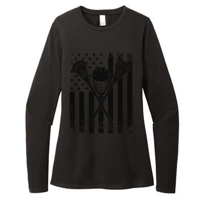 Lacrosse LAX American Flag Womens CVC Long Sleeve Shirt