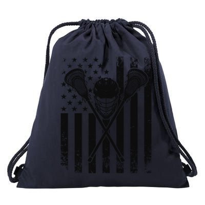 Lacrosse LAX American Flag Drawstring Bag