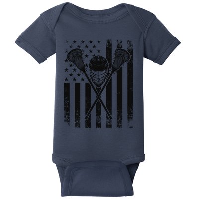 Lacrosse LAX American Flag Baby Bodysuit