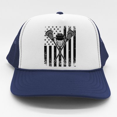 Lacrosse LAX American Flag Trucker Hat