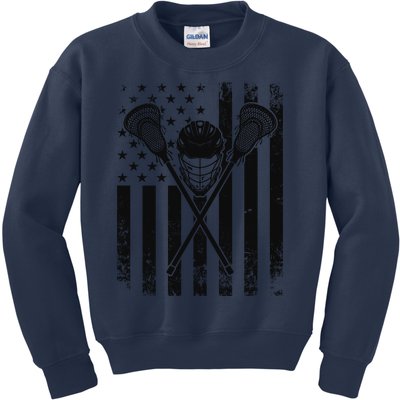 Lacrosse LAX American Flag Kids Sweatshirt