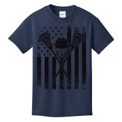 Lacrosse LAX American Flag Kids T-Shirt