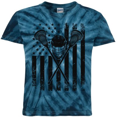 Lacrosse LAX American Flag Kids Tie-Dye T-Shirt