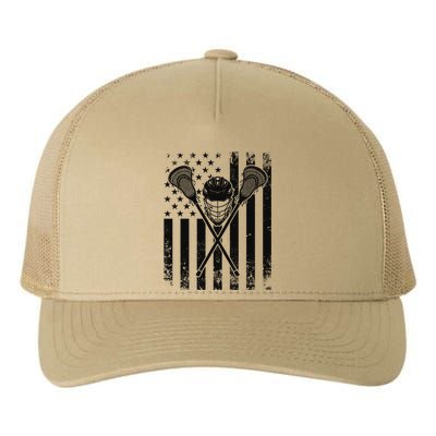 Lacrosse LAX American Flag Yupoong Adult 5-Panel Trucker Hat