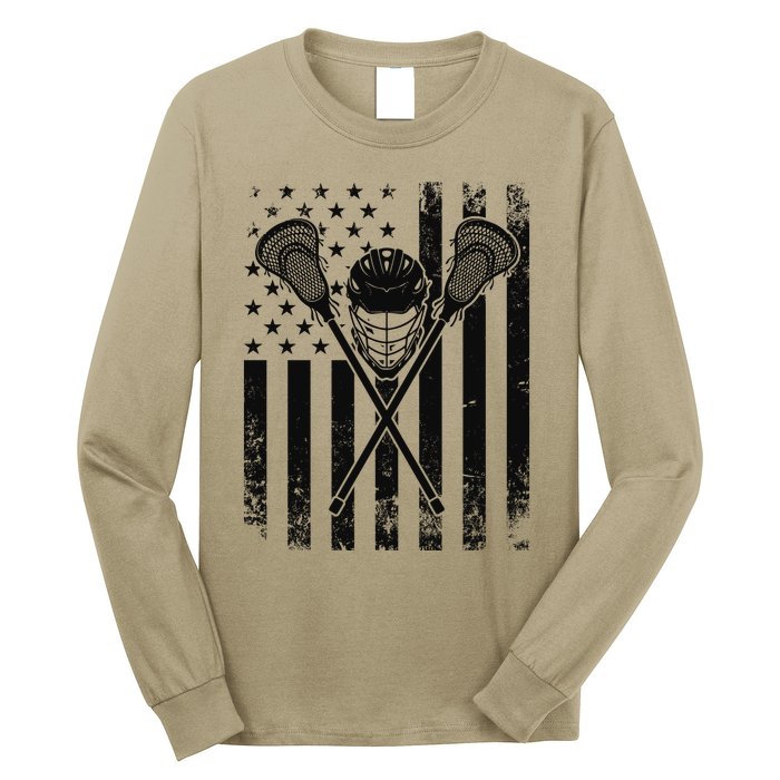 Lacrosse LAX American Flag Long Sleeve Shirt