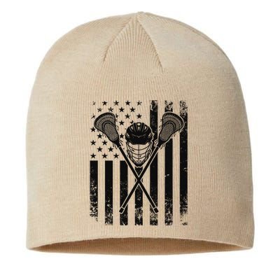 Lacrosse LAX American Flag Sustainable Beanie