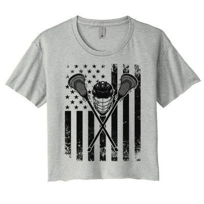 Lacrosse LAX American Flag Women's Crop Top Tee