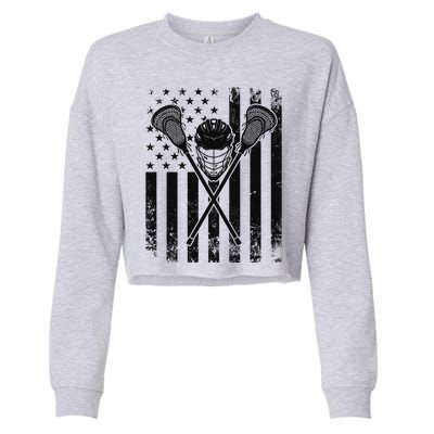 Lacrosse LAX American Flag Cropped Pullover Crew