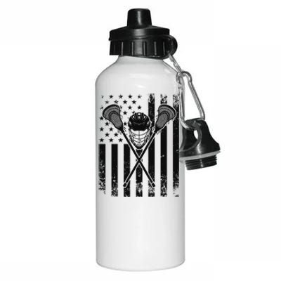 Lacrosse LAX American Flag Aluminum Water Bottle