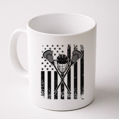 Lacrosse LAX American Flag Coffee Mug