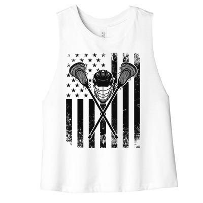 Lacrosse LAX American Flag Women's Racerback Cropped Tank