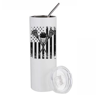 Lacrosse LAX American Flag Stainless Steel Tumbler