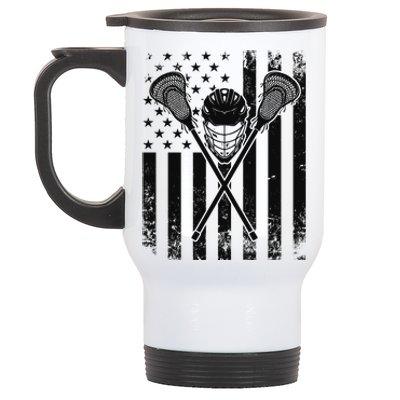 Lacrosse LAX American Flag Stainless Steel Travel Mug