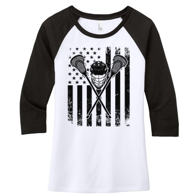 Lacrosse LAX American Flag Women's Tri-Blend 3/4-Sleeve Raglan Shirt