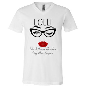 Lolli Like A Normal Grandma Only More Awesome Glasses Face V-Neck T-Shirt