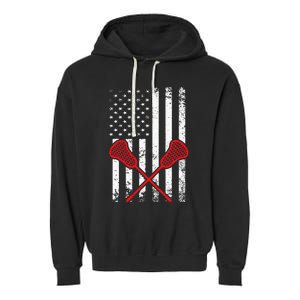 Lacrosse LAX American USA Flag Garment-Dyed Fleece Hoodie