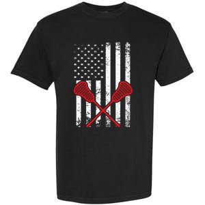 Lacrosse LAX American USA Flag Garment-Dyed Heavyweight T-Shirt