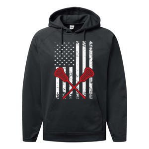 Lacrosse LAX American USA Flag Performance Fleece Hoodie