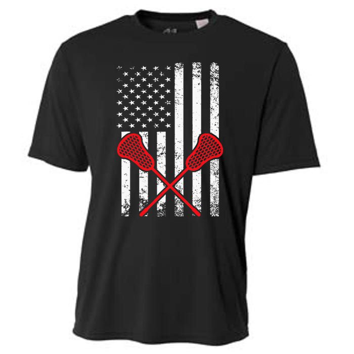 Lacrosse LAX American USA Flag Cooling Performance Crew T-Shirt